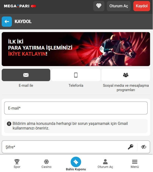 Megapari Mobil Web Sitesi Görünümü